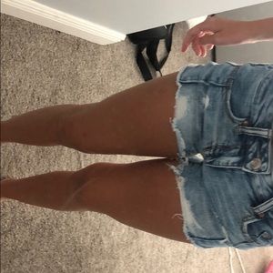 Light washed low rise denim shorts